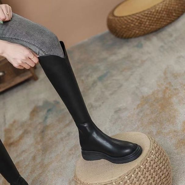 Fashion New Over-the-Knee 2025 Autumn Winter Korean Style Back Zipper V-Cut Versatile Comfortable Elegant Stretch Boots_vogvips.com