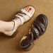 Retro Mid-heeled Sandals For Women's Summer New British Style With One-word Buckle Thick Heel Stepping On Shit Open-toed Roman Shoes For Women_vogvips.com