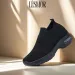 Unisex Size 35 44 Full Black Knitted Material Comfortable Shoes (uniform And School Shoes)_vogvips.com