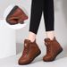 2025 Autumn Winter New High-top For Women, Non-slip Waterproof Sports Casual Cotton Leather Boots, Fleece-lined Flat_vogvips.com