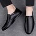 Business Casual Men's First Layer Cowhide Soft Sole Non-Slip Driving Slip-On Lazy All-Season Leather Shoes Men_vogvips.com