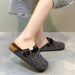 Women's Style Flat Rhinestone Cork Slippers Thick Sole Fashionable Outdoor Slip-On With Toe Cover_vogvips.com