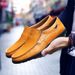 Summer Style Oversized Bean Genuine Casual Cowhide Men's Leather Shoes, One Foot Pedal Shoes_vogvips.com