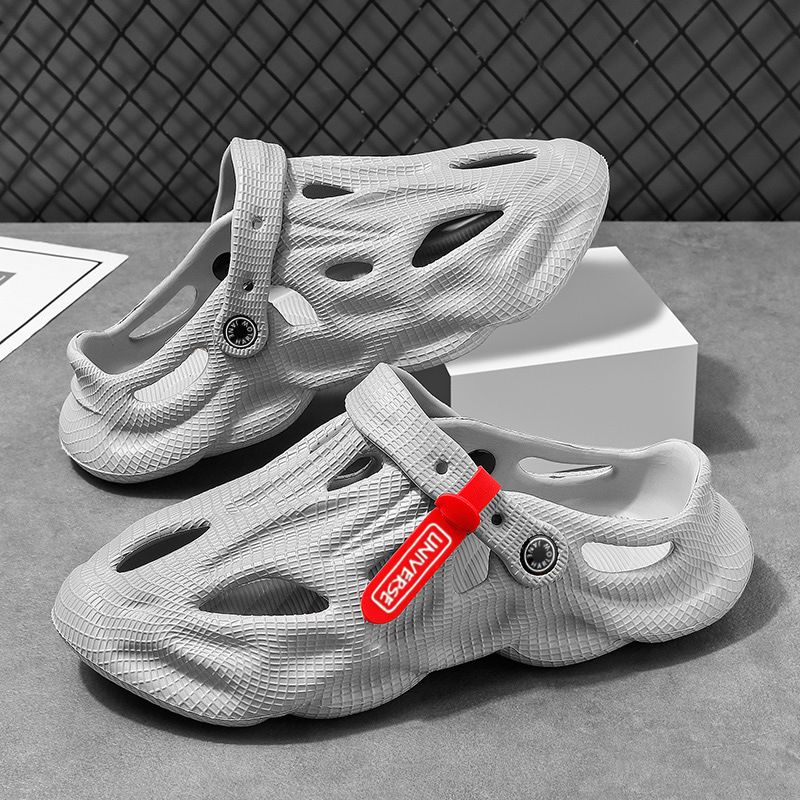 Men’s Shoes Summer New Fashion Baotou Beach Men's Sandals Outdoor Wear Hollow Breathable Non Slip Dual Purpose Coconut Hole Shoes_vogvips.com