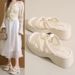 Women's Platform Slides For Women - Chunky White Sandals With Heel (Summer Flip Flops & Comfortable Beach Shoes)_vogvips.com