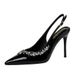 Pointed Rhinestone High Heels Women's Stiletto Heel High Sense Empty Rear Strap Women's Single_vogvips.com
