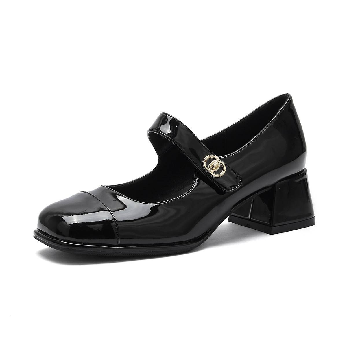 2025A Thick-soled Mary Jane Shoes, Women's Spring High Heels, Elegant And Chunky Single Shoes_vogvips.com