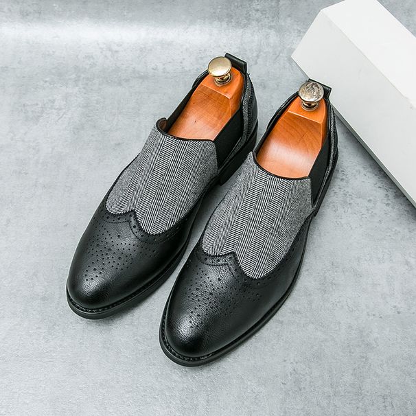 New Fashion Men's Brown Business Casual Loafer Shoes Daily Office Black Buckle Monk Men's Shoes One Foot Cover Banquet Dress Wedding Leather Shoes_vogvips.com