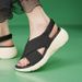 Women's Summer Knitted Cross-lace EVA Thick-soled Sandals - Versatile Casual Soft-soled One-piece Slip-on 5cm Over-the-knee Sandals_vogvips.com