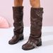 Over-the-Knee Boots For Women, Chunky Heel, Autumn And Winter Women's Long Round Toe, Western Riding Boots, Stylish_vogvips.com