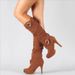 Women's Fashion Belt Buckle High Boots Fine Heel High Heeled Boots_vogvips.com