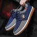 Breathable Canvas Casual Sneakers For Men - Lightweight Slip-On Shoes With Comfortable Rubber Sole (Sizes 39-48, Blue/Yellow/Black)_vogvips.com