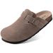 Asgard Women's Suede Clogs Leather Mules Cork Footbed Sandals Arch Support Aldult Four Seasons Adjustable Buckle Potato_vogvips.com