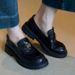 British Style Camellia Genuine Leather Thick-Soled Women's Loafers 2024 Autumn Round-Toe Retro Low-Heel Single Shoes_vogvips.com