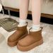 Women's Shoes Winter New Style Thick Soled Snow Boots For Women, Round Toe Fleece Lined Warm Slip On Boots_vogvips.com