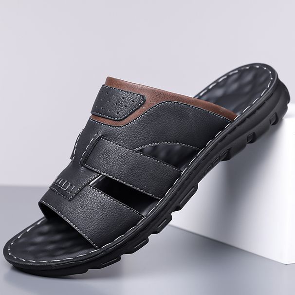 Men's Slippers Beach Shoes Leather Sandals Men's Leather Sandals_vogvips.com