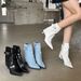 Unique Design High Heel Ankle 2025 Autumn New Hot Women Pointed White Mid-calf Boots_vogvips.com