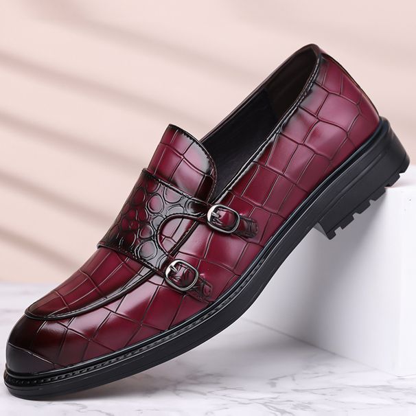 Men's Slip-On Loafers - Waterproof & Slip-Resistant Casual Dress Shoes With Buckle Detail, Comfortable PU Leather Upper, Rubber Sole_vogvips.com