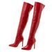 Women's High Heel Over The Knee Boots - Stretchy Pointed Toe, Side Zipper, Soft PU Leather, Fashionable & Comfortable For Outdoor & Daily Wear_vogvips.com