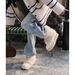 Women's 2025 Winter New Thick Sole Laced Fuzzy Boots - Versatile Thickened Insulated Fluffy Shoes_vogvips.com