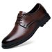 Leather Shoes Men's Low-top Formal Dress Lace-up Round Head Wedding Man_vogvips.com