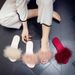 Robe With Slippers New Style Fluffy Women's Fashion Low Heel Wedding Bridesmaid Feather One-Strap Sandals_vogvips.com