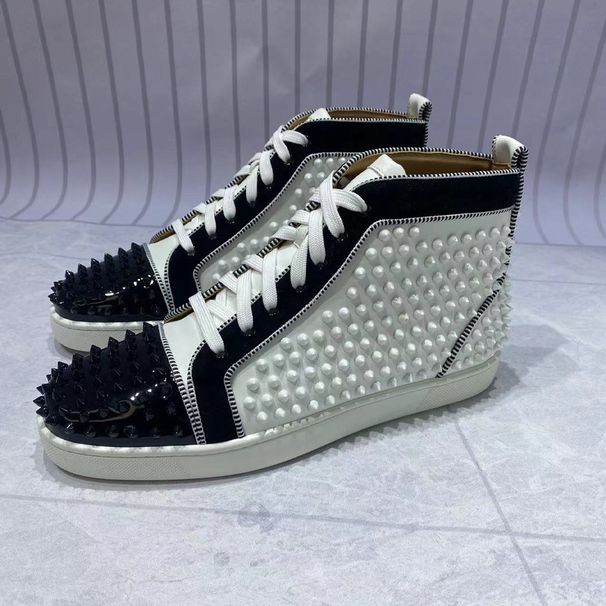 Red Sole Men's Rivet Sneakers 2024 New Spring Height Increasing Breathable High-top Sports Shoes Outdoor Wear-resistant_vogvips.com