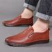 ct Suitable For All Seasons Men's Leather Summer New Slip-On Casual Sole Soft Surface Non-Slip Driving Middle-Aged Dad Shoes_vogvips.com