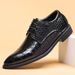 Suitable For All Seasons 2024 Men's Leather New Business Formal Casual Crocodile Pattern British Korean Style Pointed Toe Large Size Shoes_vogvips.com