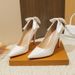 White High Heels Red Sole High-End Professional Temperament Goddess Style Bowknot Comfortable Thin Heel Pointed Toe_vogvips.com