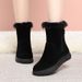 Snow Boots, Women's Fur Integrated, Winter Soft Leather Wool Cotton Shoes, Flat Bottom Anti Slip Cotton Boots With Thick Fleece And Warm Short Boots_vogvips.com