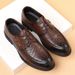 Men's Breathable Leather Shoes Perforated Business Dress Oxfords_vogvips.com