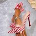 Cross-border Pointed-toe Bowknot Sandals For Women, 2026 Summer New Houndstooth Pattern, European And American Style,_vogvips.com
