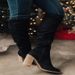 Women's Stylish Knee-High Riding Boots With Side Zipper, Pointed Toe & Chunky Heel - Suede Faux Leather Boots For Fall, Winter & Spring_vogvips.com