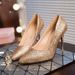 2024 Korean Version Summer Glitter Solid Color European And American Comfortable High-heeled Pointed Toe Stiletto,_vogvips.com