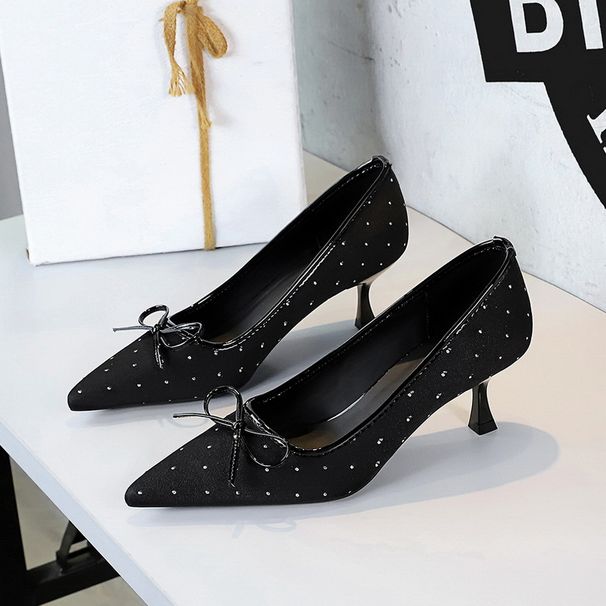 High Heels, Light Mouth Bow, Pointed Head, Thin, Medium Heel, Single Shoes, Women's Shoes_vogvips.com
