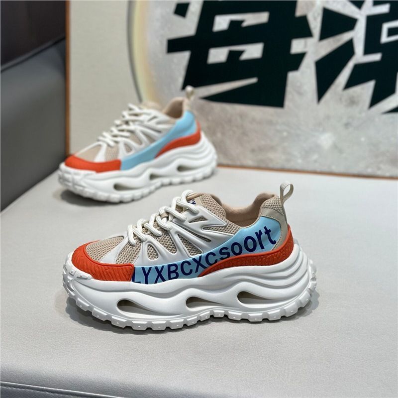 Trendy Men's Spring New Low-Top Mesh Breathable Comfortable Casual Thick-Soled Korean Style Lace-Up Dad Shoes For Men_vogvips.com