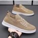 Men's Summer Breathable Sports Slip-On Shoes Odor Resistant Mesh Soft Sole Black Casual Flat Footwear_vogvips.com