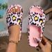 Summer Hot-selling Women's Shoes Sexy Leopard Print Slippers Outdoor Vacation Beach Walk Home Bathing Pink And White Sanders_vogvips.com