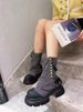 P9/Martin-Stiefel Für Damen, Kurze Jeansstiefel, Nieten, Zweiteilige Stiefel Im Hot-Girl-Stil, Dicke Sohlen, Erhöhte Stiefel Für Kleine Leute, Damen_vogvips.com