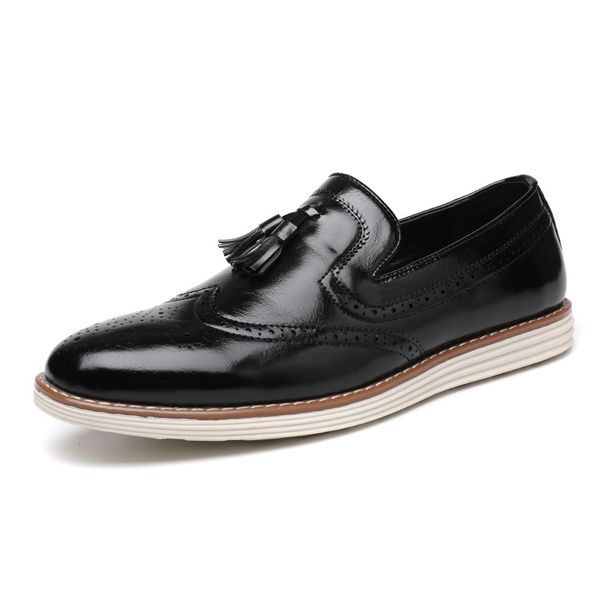 New men's casual shoes a slip-on business dress Brock fringe leather shoes_vogvips.com