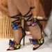 Embroidered Butterfly Strappy High Heel Sandals Pointed Toe Summer Glam Shoes Light Luxury Butterfly Decorated Stiletto Heels With Lace Up Design_vogvips.com