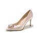 Satin Bridesmaid Dress Shoes For Women Snowflake Pearl Buckle High Heels White Bridal Shoe Plus Size Women's Footwear_vogvips.com