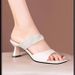 Cross-border Rhinestone Elegant Mid-high Outdoor Women's Shoes, Summer Chunky Heel Fashion Sa, Versatile Slip-on_vogvips.com