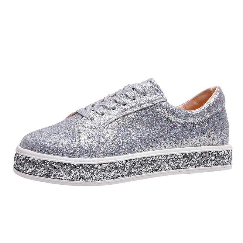 shoes. 2026 Spring And Autumn New Sequin Lace Up Sports For Large Women's Shoes_vogvips.com
