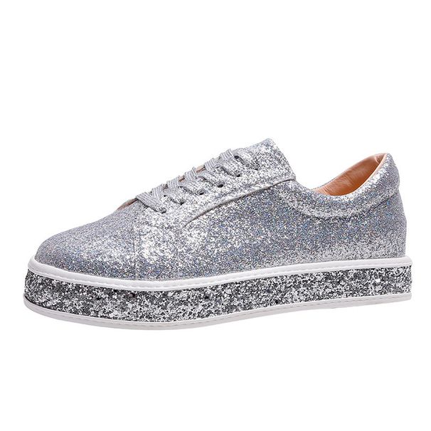 shoes. 2026 Spring And Autumn New Sequin Lace Up Sports For Large Women's Shoes_vogvips.com