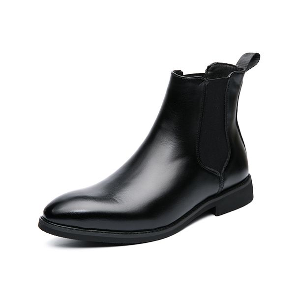 New Fashion Chelsea Boots Men's Brown Retro High-top Men's Boots European And American Fashion Boots British Gentleman Leather Boots_vogvips.com