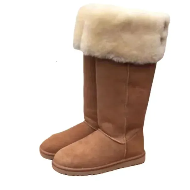 Winter Warm Long Snow Style Womens Outdoor Plush Shoes Leather High Knee Flat Anti Slip Boots 241024_vogvips.com