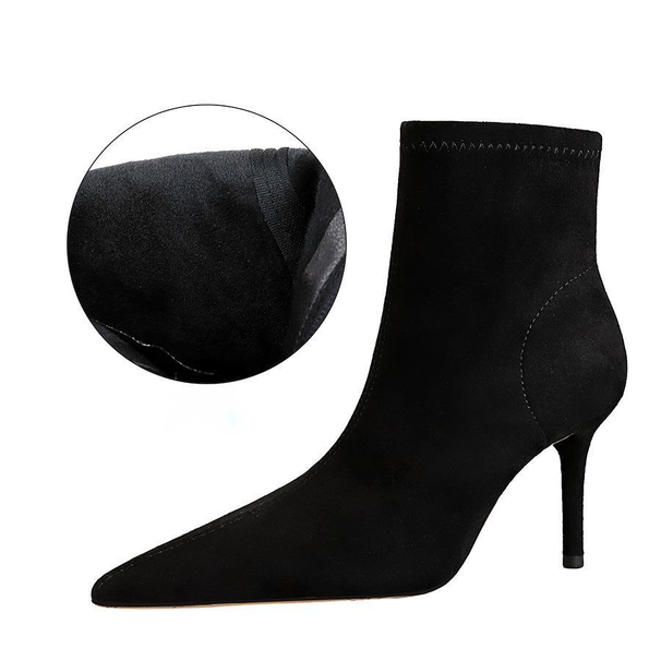 8788-7 Style Fashionable Simple Slim Heel High-heeled Suede Pointed Sexy Nightclub Slimming Short For Women And Nude_vogvips.com