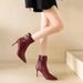 Winter Fashion High Heel Ankle Boots For Women Pointed Toe Belt Buckle Stiletto Heel Side Zipper Plus Size European American Style_vogvips.com
